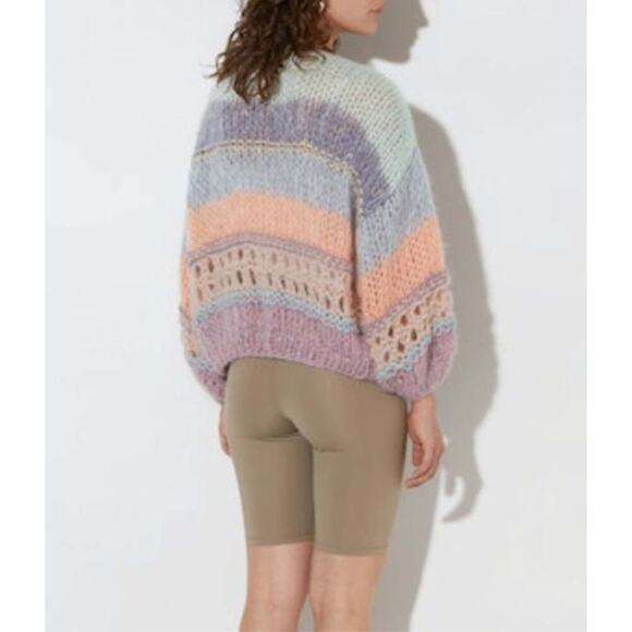 MAIAMI Mohair Stripes Galore Bomber Cardigan Pink Melange XS - Picture 7 of 11